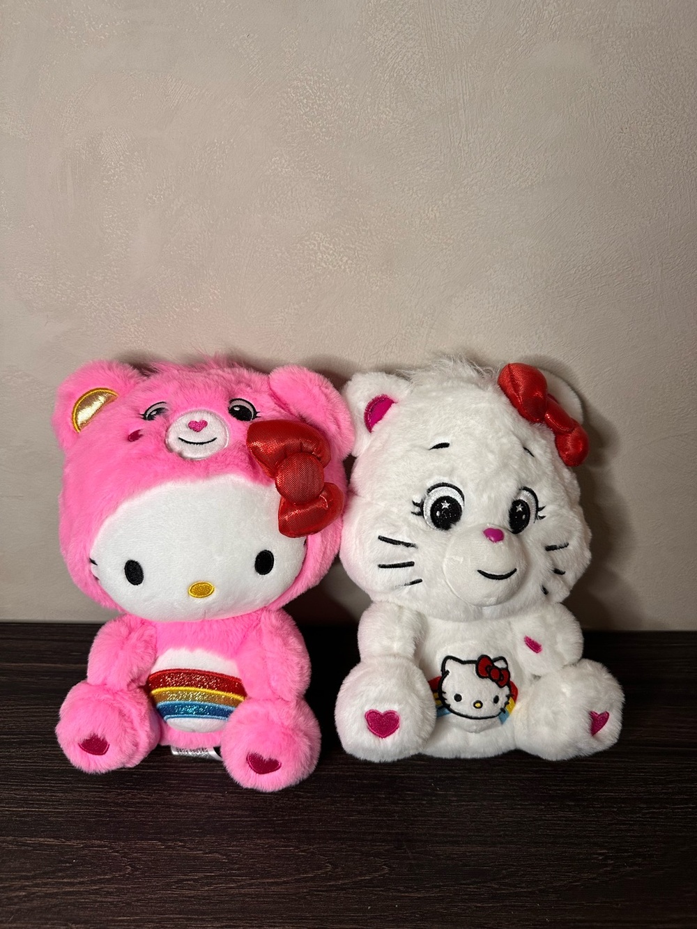 Care Bears Hello Kitty Loves Cheer Bear Collectible Plush 2-Pack Super Soft